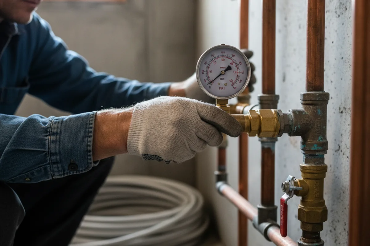 Pressure testing a repaired line during Water Line Repair in Pebble Beach
